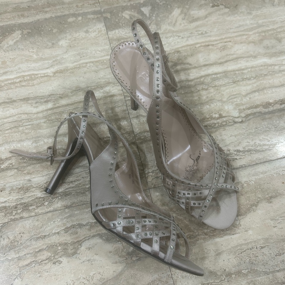 Zara Elegant Satin bedazzled Women's Strappy Heels